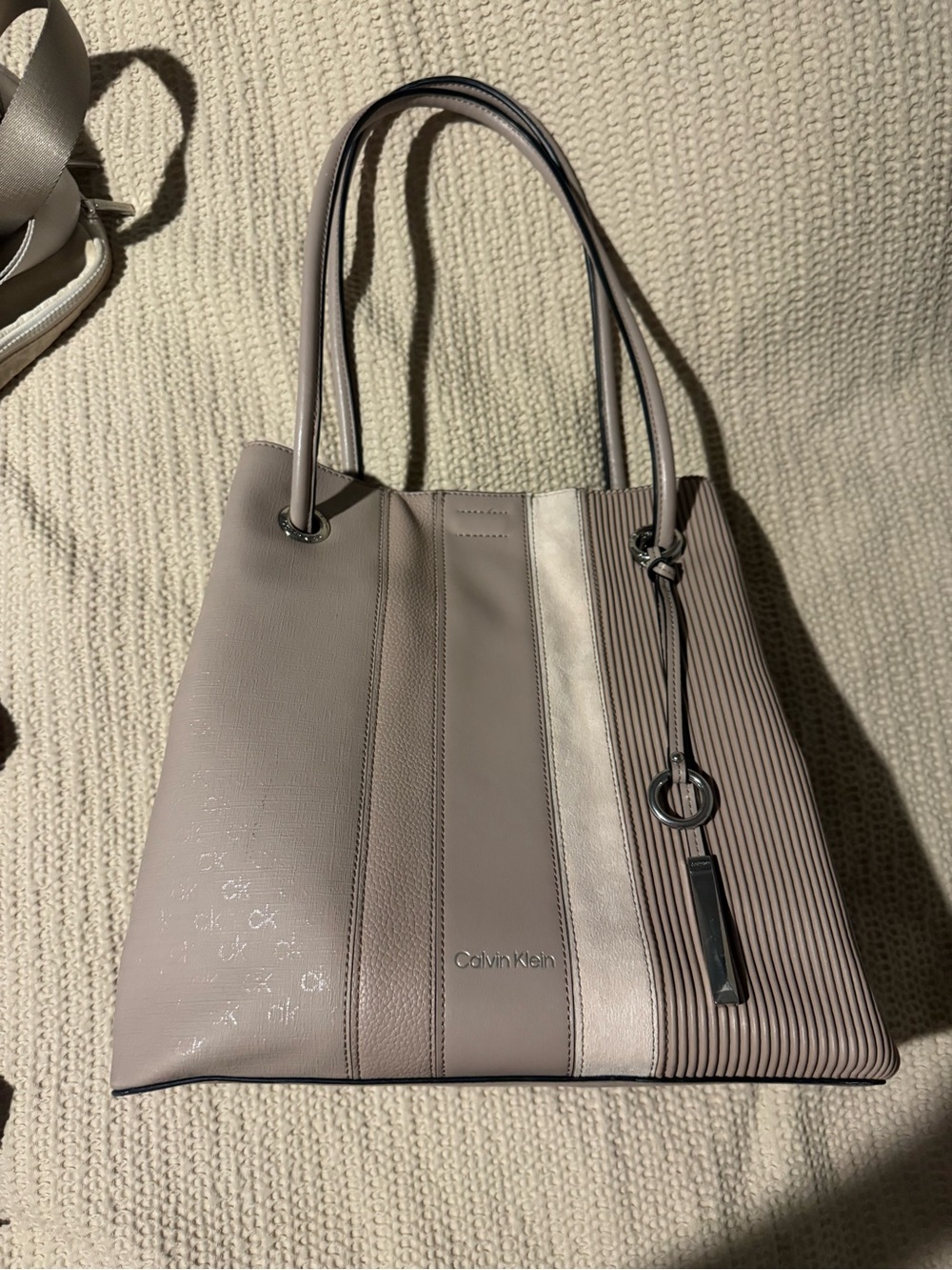 Calvin Klein Mauve-Taupe Vertical Panel Tote